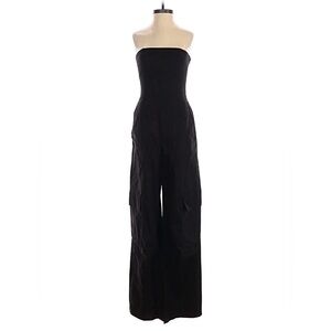 Zara Black Strapless Cargo Jumpsuit